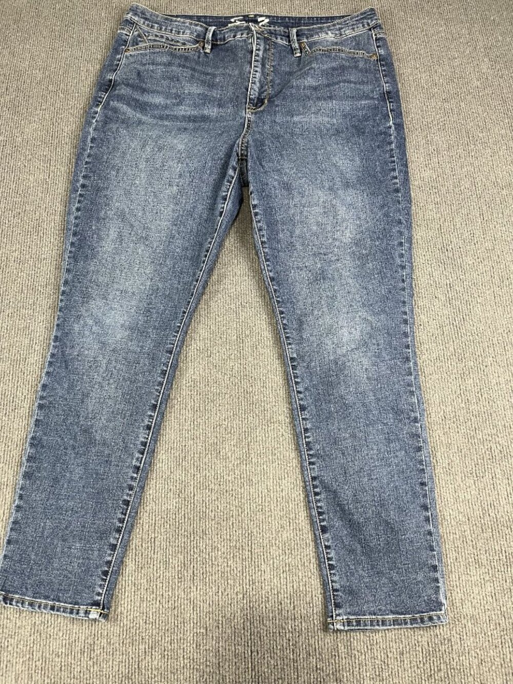 Seven7 Womens Blue Denim Mid-Rise Skinny Jeans Size 16